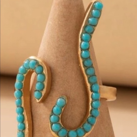 Turquoise boho beaded ring - Picture 5 of 6